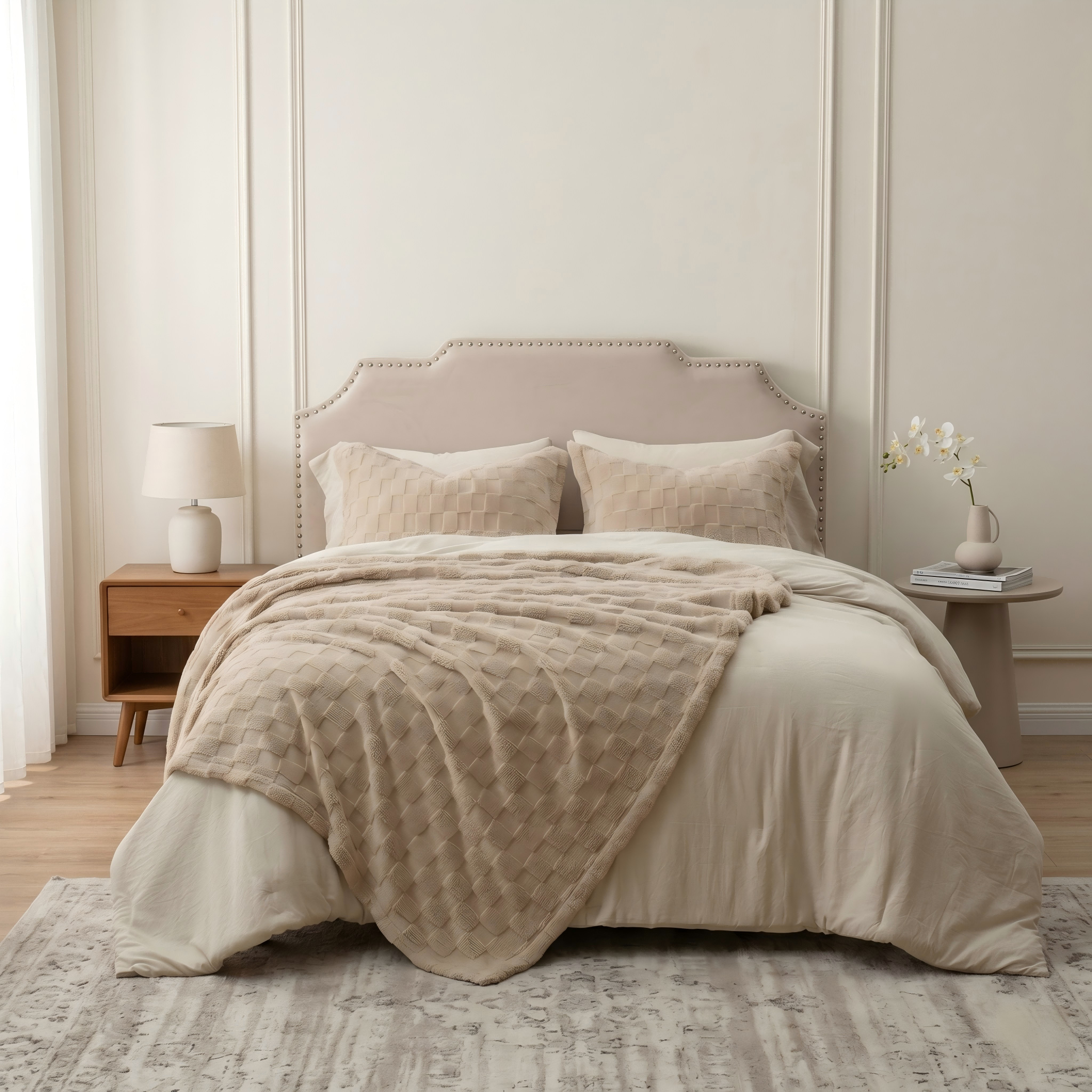 HIG 2-in-1 Comforter Set with Detachable Fluffy Blanket & Duvet Insert - Prewashed 6PC Dark Gray Bedding Set for All Season, Includes 2 Pillow Shams & 2 Pillowcases,