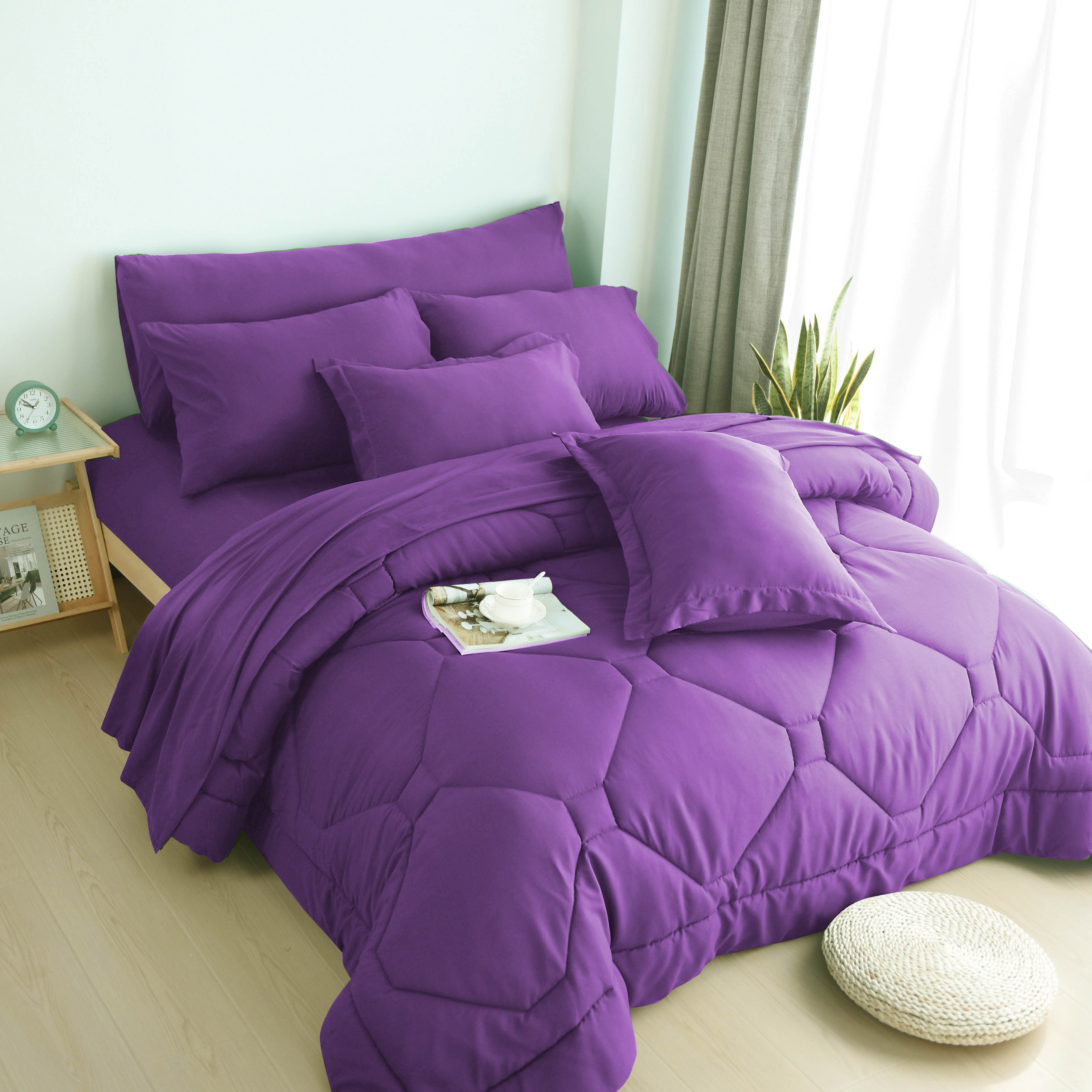 HIG 8 PCS Modern Comforter Set with Sheets All Season Bed in a Bag