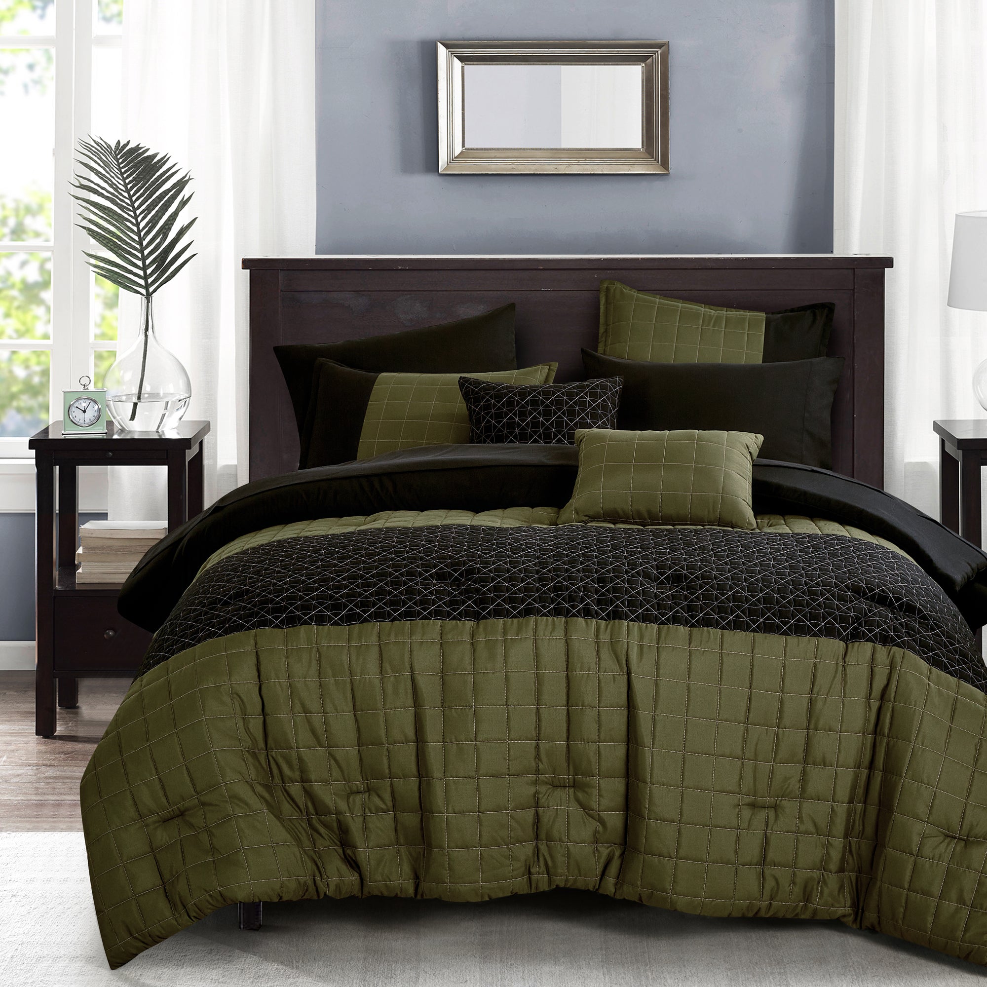 HIG 9-Piece Embroidered Comforter Set – King Size Bedding Set with sheet set, Soft & Stylish Quilt for Bedroom