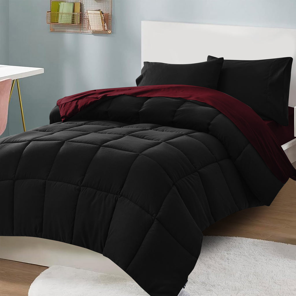 HIG 5or7 Pieces Comforter Set,Reversible and Lightweight Bed in a Bag with Comforter, Flat Sheet, Fitted Sheet, Pillowcases, All Season Bedding Set for Dorm Bedroom