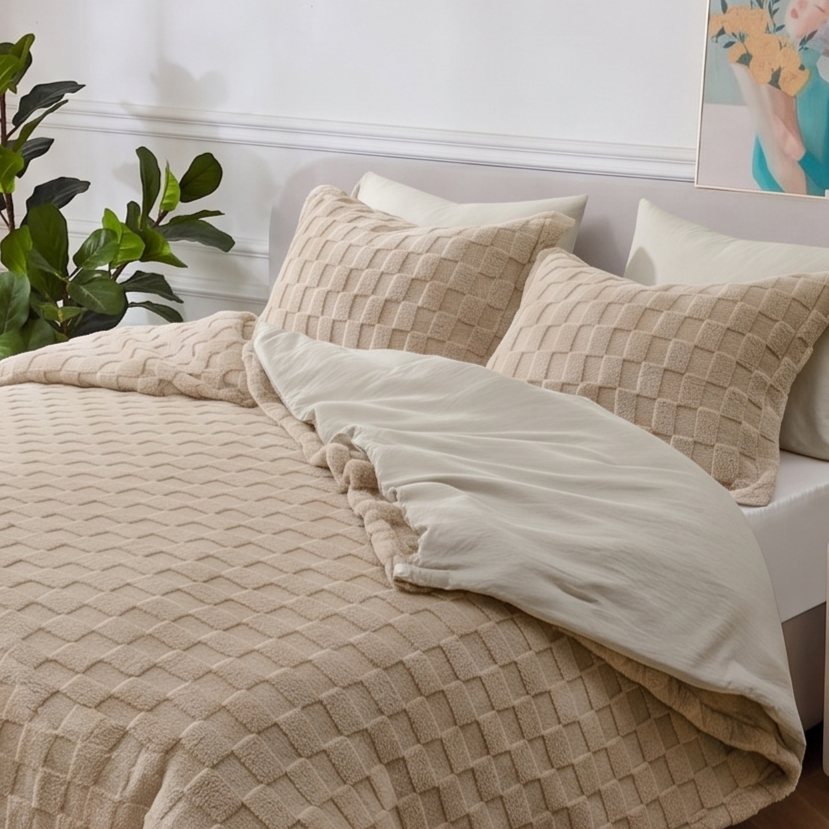 HIG 2-in-1 Comforter Set with Detachable Fluffy Blanket & Duvet Insert - Prewashed 6PC Dark Gray Bedding Set for All Season, Includes 2 Pillow Shams & 2 Pillowcases,