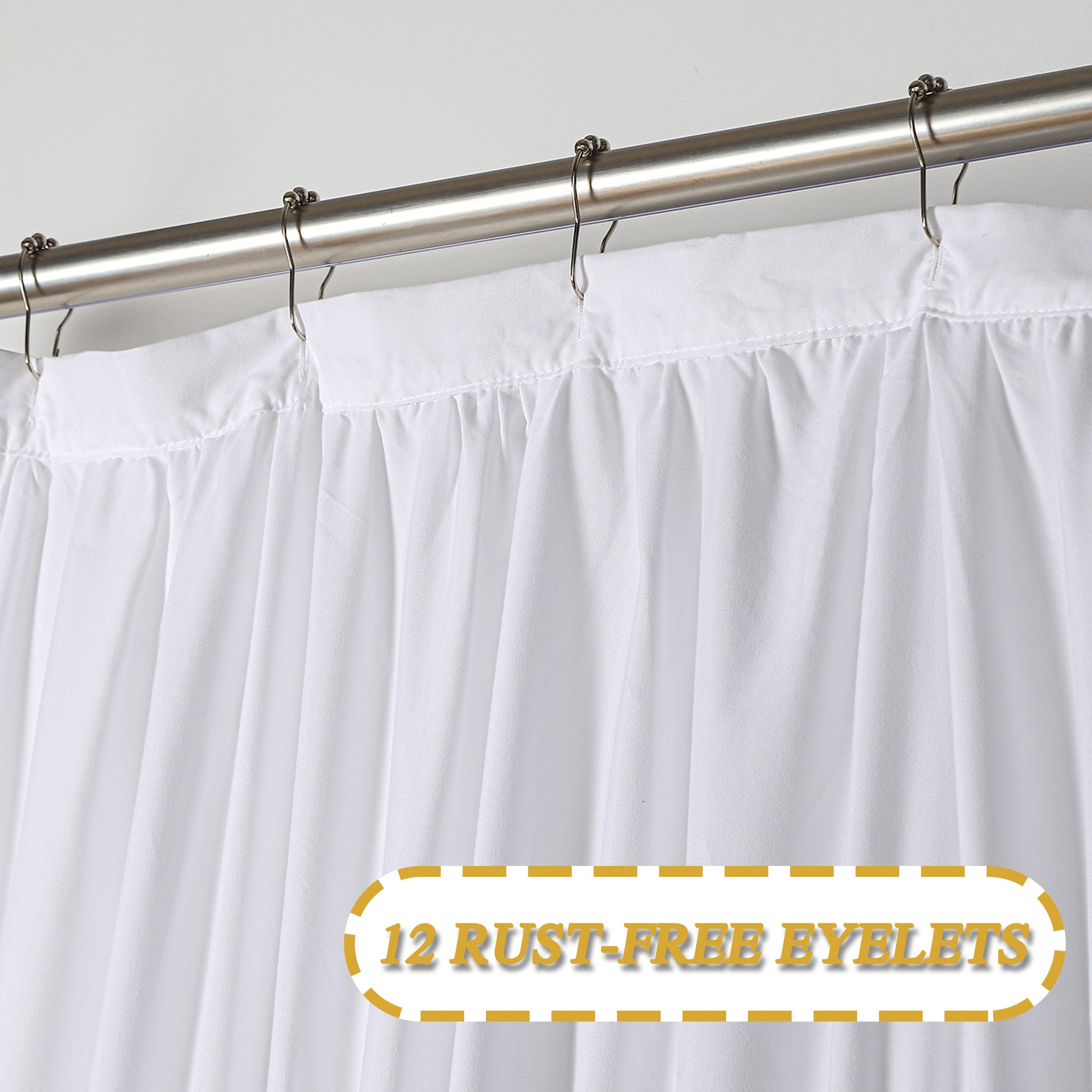 HIG Boho Ruffled Shower Curtain - Oversized Floral Print, Heavy Fabric with Elegant Draping for Bathroom, 72"x72",