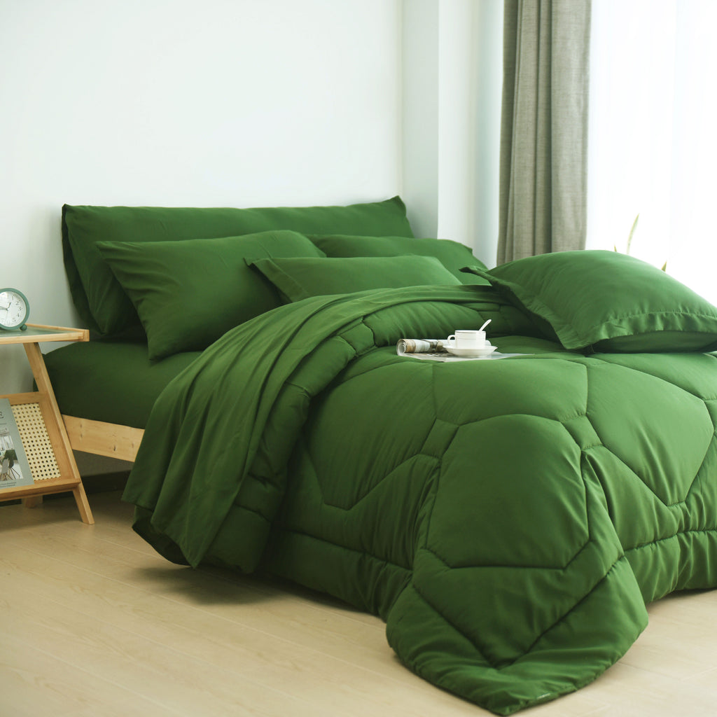 HIG Comforter Set, 8 Piece  Bed in a Bag with Flat Sheet, Fitted Sheet, Pillowcases & Shams
