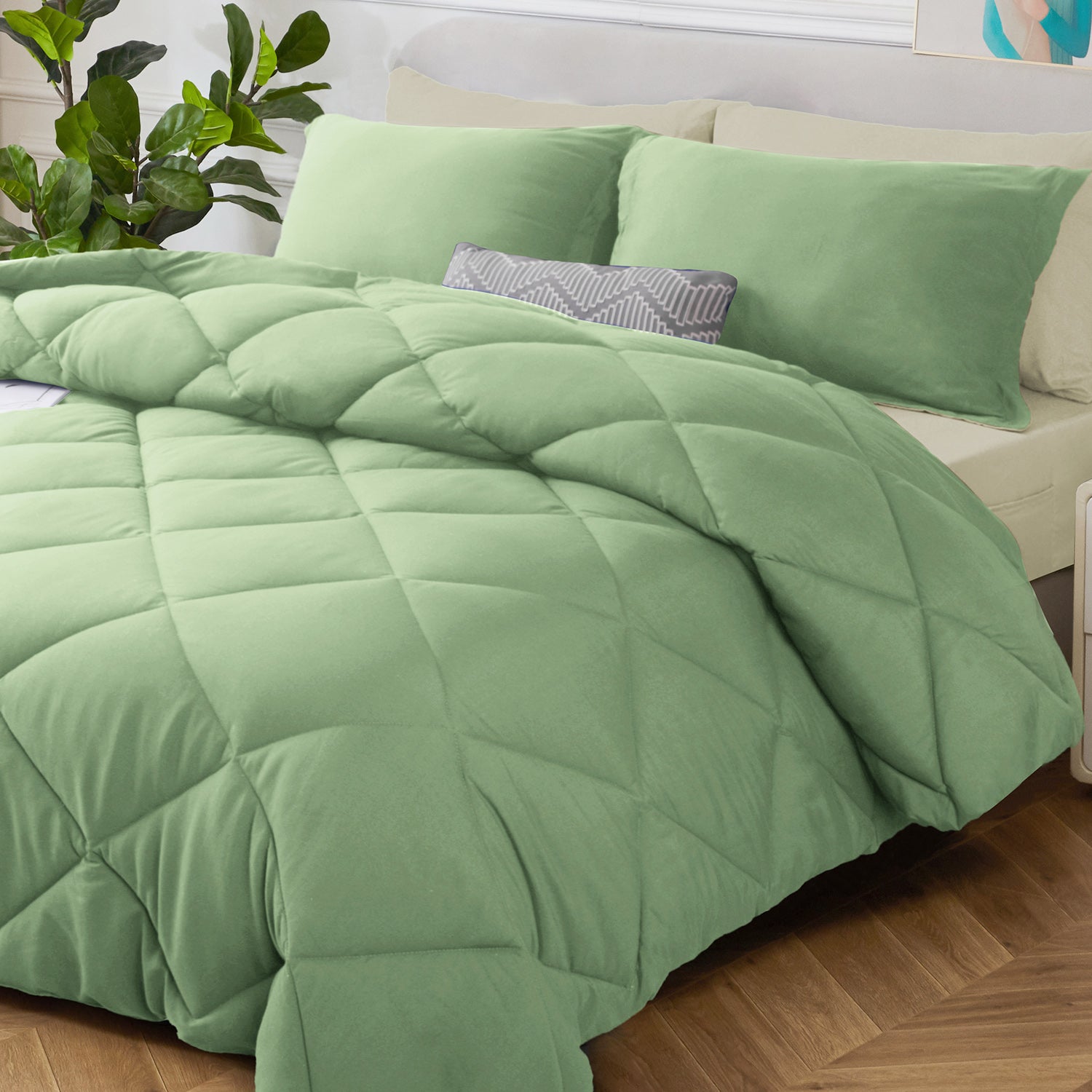 HIG 7 Piece Reversible Queen Comforter Set - Red Quilted Down Alternative Bedding All Season Super Soft Microfiber Bed in a Bag Includes Sheets Pillowcases Shams