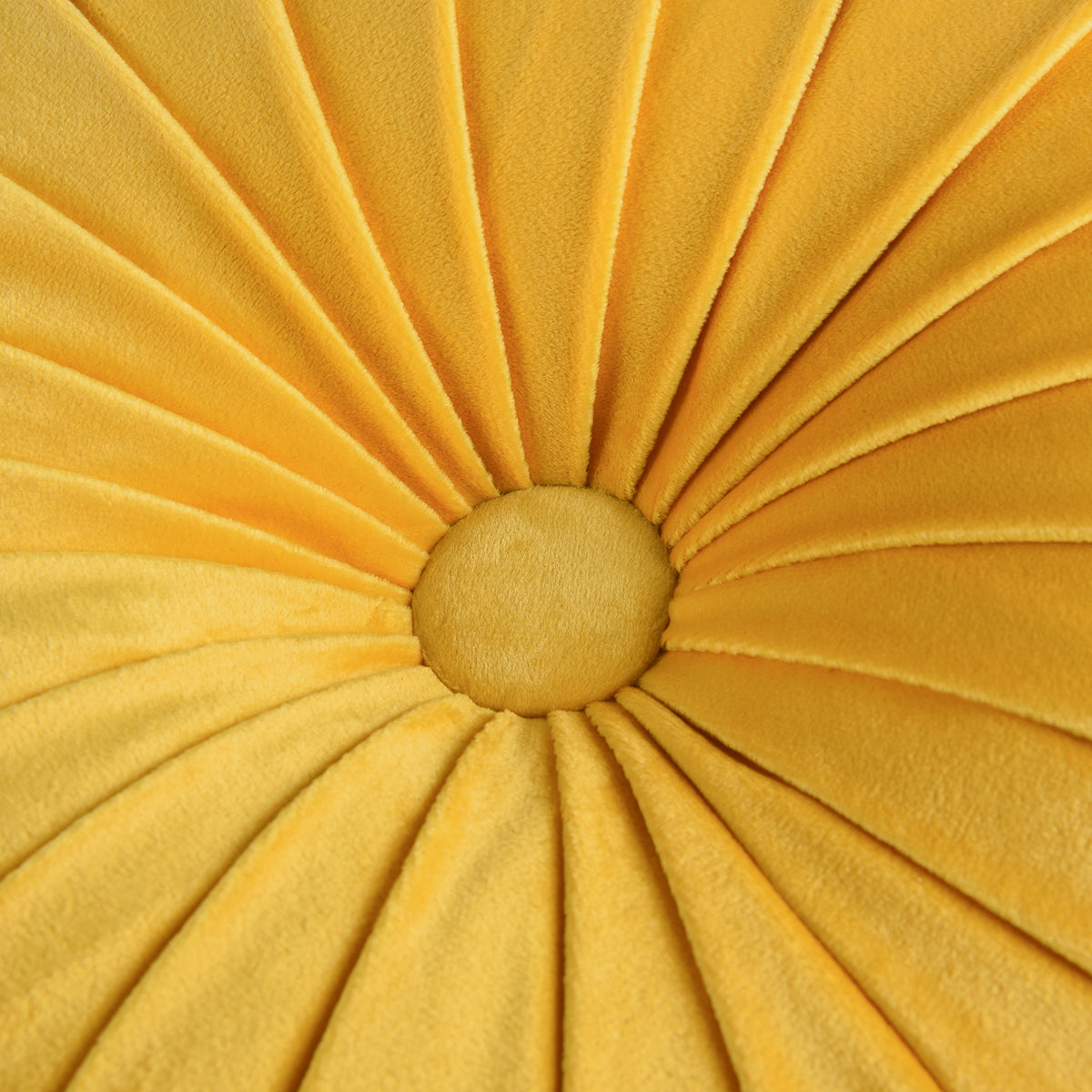 HIG Set of 2 Pumpkin Pleated Round Throw Pillows, Soft Velvet, 14.5" Diameter