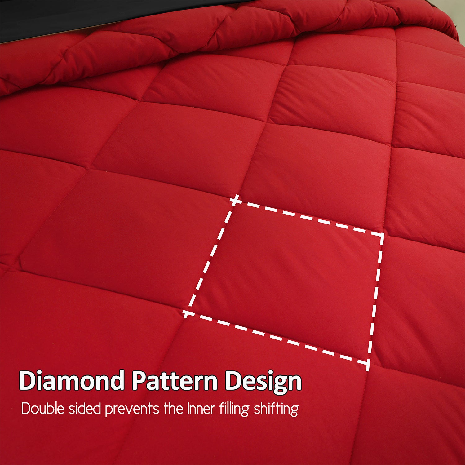 HIG 7 Piece Reversible Queen Comforter Set - Red Quilted Down Alternative Bedding All Season Super Soft Microfiber Bed in a Bag Includes Sheets Pillowcases Shams