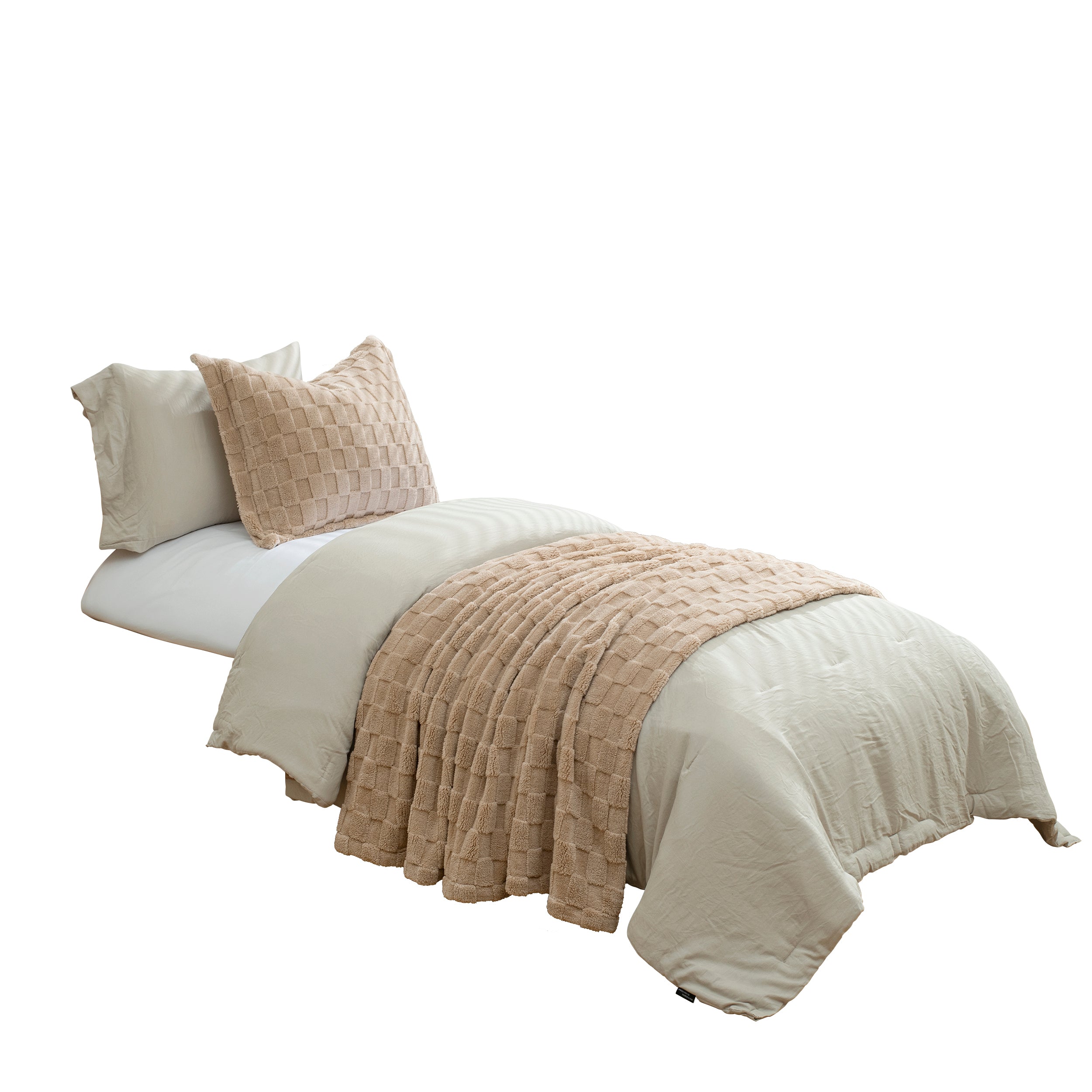 HIG 2-in-1 Comforter Set with Detachable Fluffy Blanket & Duvet Insert - Prewashed 6PC Dark Gray Bedding Set for All Season, Includes 2 Pillow Shams & 2 Pillowcases,