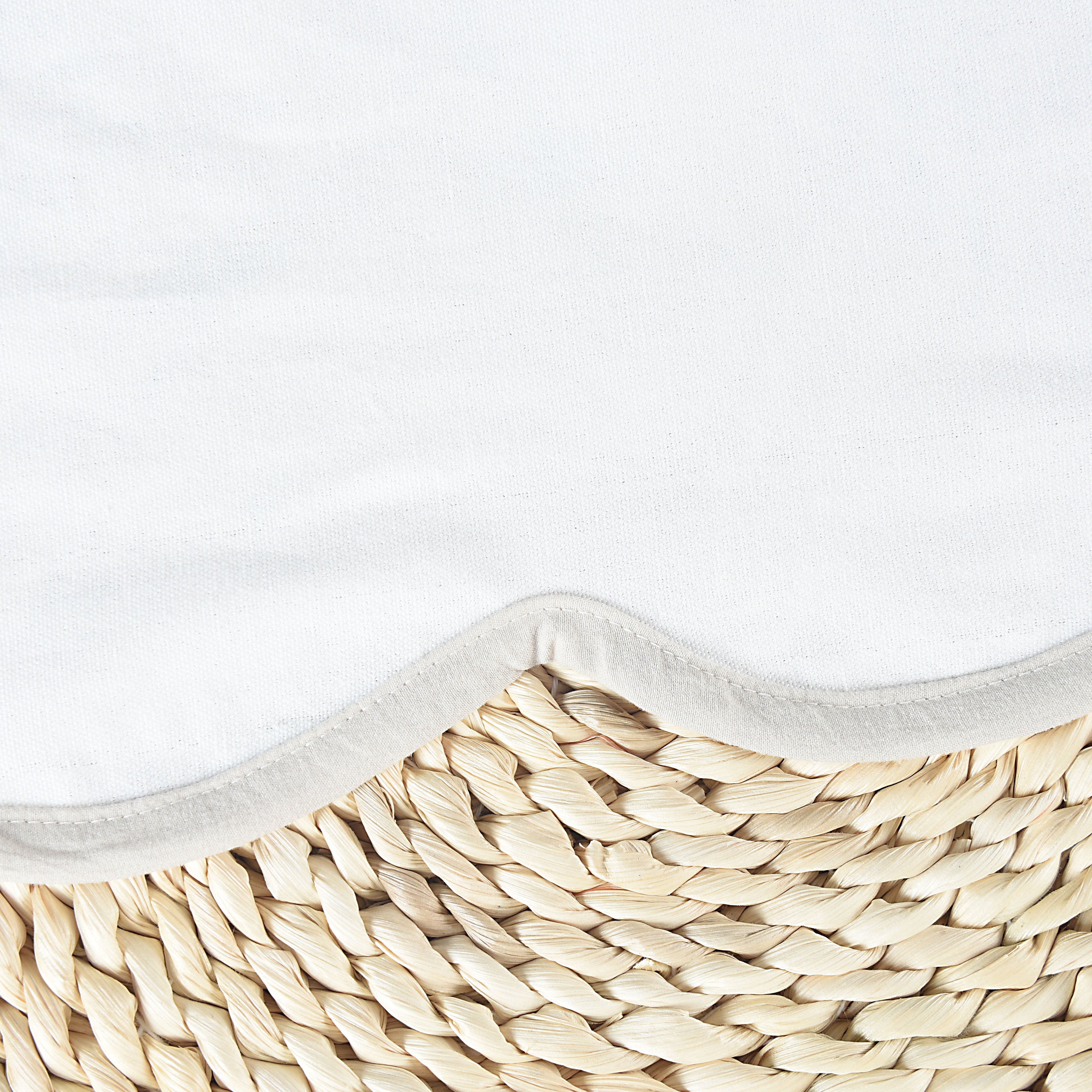 HIG Off-White Queen Bed Skirt, Scallop Edge Pleated Dust Ruffle, 14 Inch Drop Anti-Slip Thick Fabric, Pre-Washed for Durability