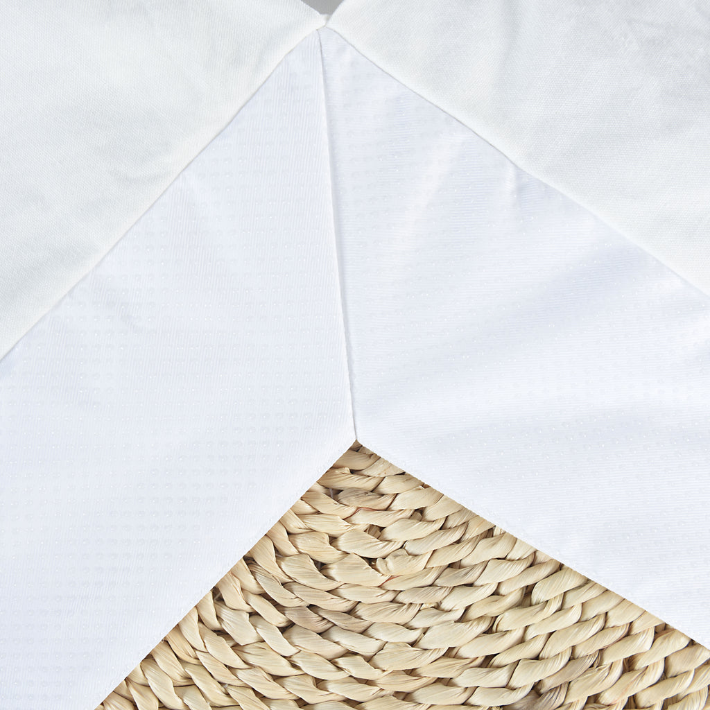 HIG Off-White Queen Bed Skirt, Scallop Edge Pleated Dust Ruffle, 14 Inch Drop Anti-Slip Thick Fabric, Pre-Washed for Durability
