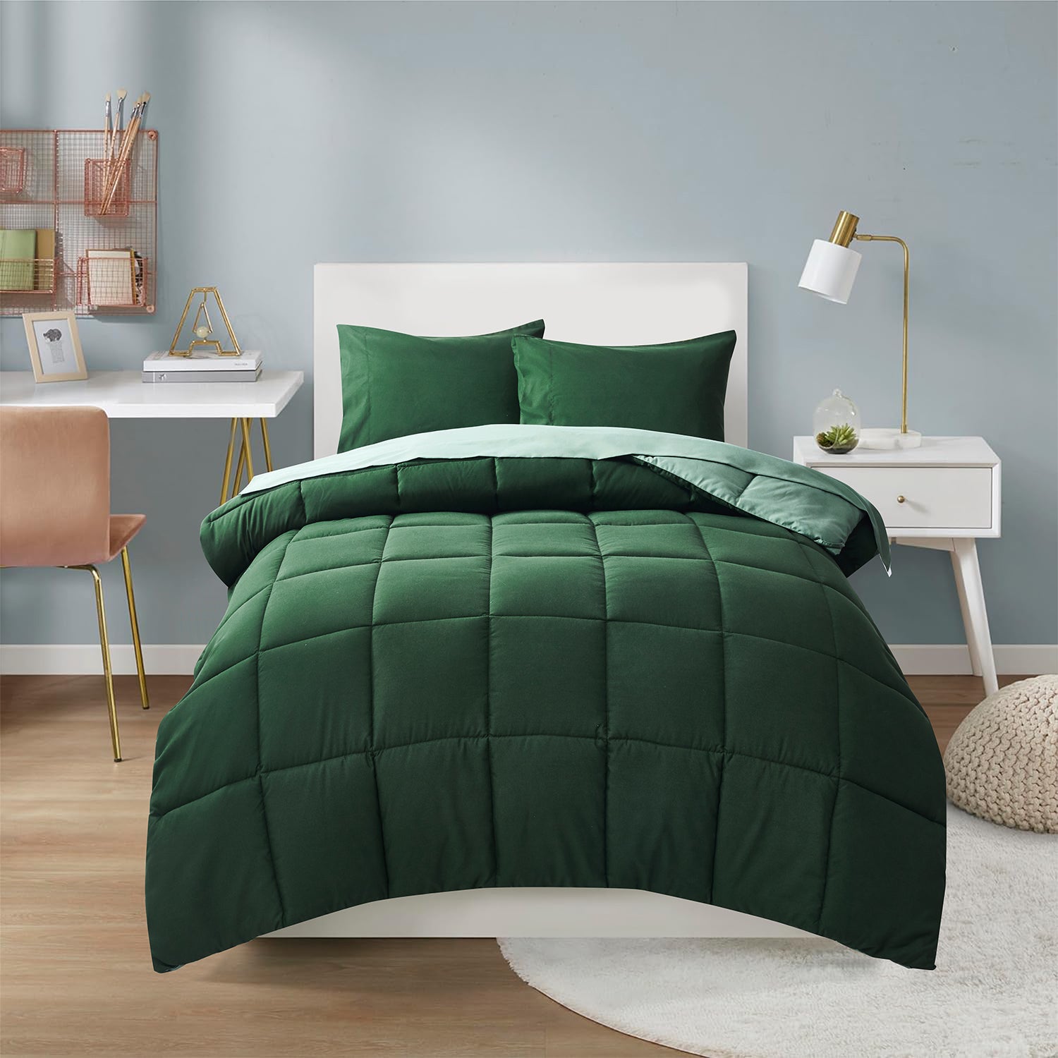 HIG 5or7 Pieces Comforter Set,Reversible and Lightweight Bed in a Bag with Comforter, Flat Sheet, Fitted Sheet, Pillowcases, All Season Bedding Set for Dorm Bedroom