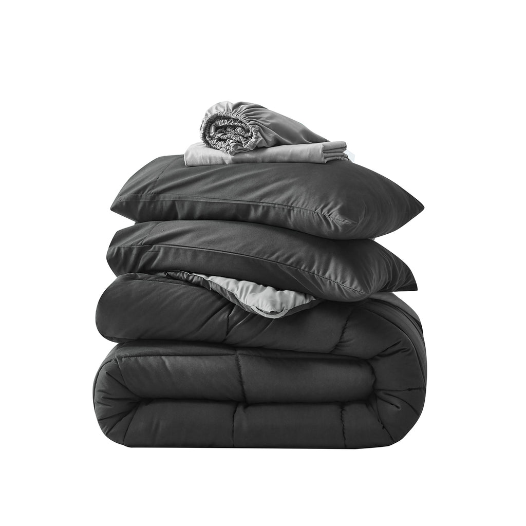 HIG 5or7 Pieces Comforter Set,Reversible and Lightweight Bed in a Bag with Comforter, Flat Sheet, Fitted Sheet, Pillowcases, All Season Bedding Set for Dorm Bedroom