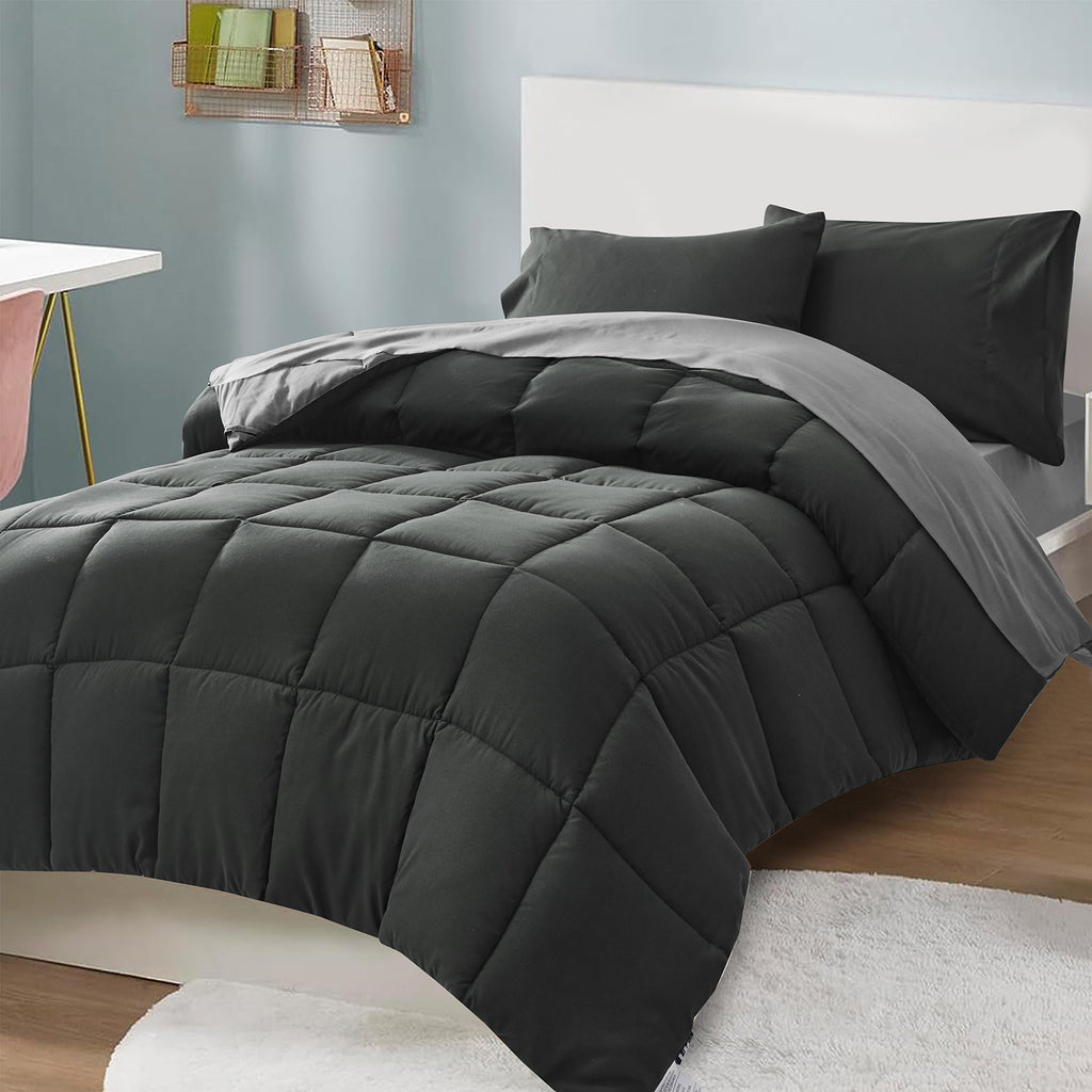 HIG 5or7 Pieces Comforter Set,Reversible and Lightweight Bed in a Bag with Comforter, Flat Sheet, Fitted Sheet, Pillowcases, All Season Bedding Set for Dorm Bedroom