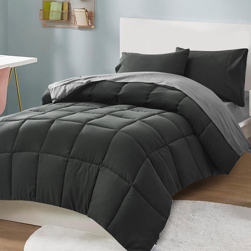 HIG 5or7 Pieces Comforter Set,Reversible and Lightweight Bed in a Bag with Comforter, Flat Sheet, Fitted Sheet, Pillowcases, All Season Bedding Set for Dorm Bedroom