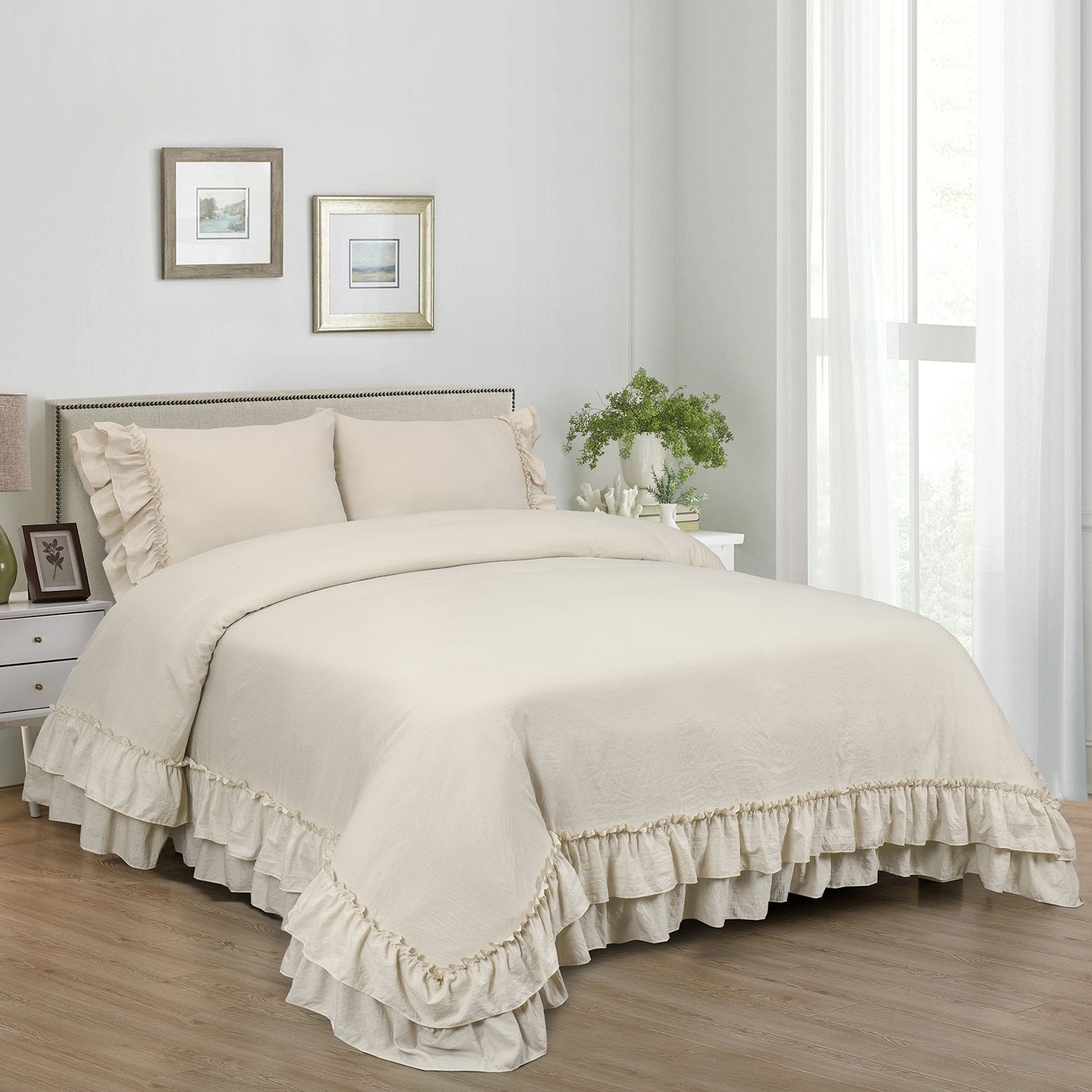 HIG 3 Piece Vintage Duvet Cover Set, Ultra Soft Pre-washed Microfiber