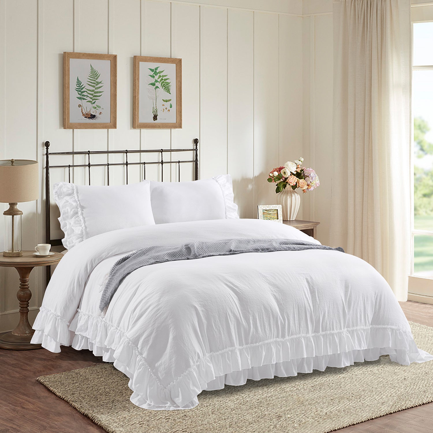 HIG 3 Piece Vintage Duvet Cover Set, Ultra Soft Pre-washed Microfiber