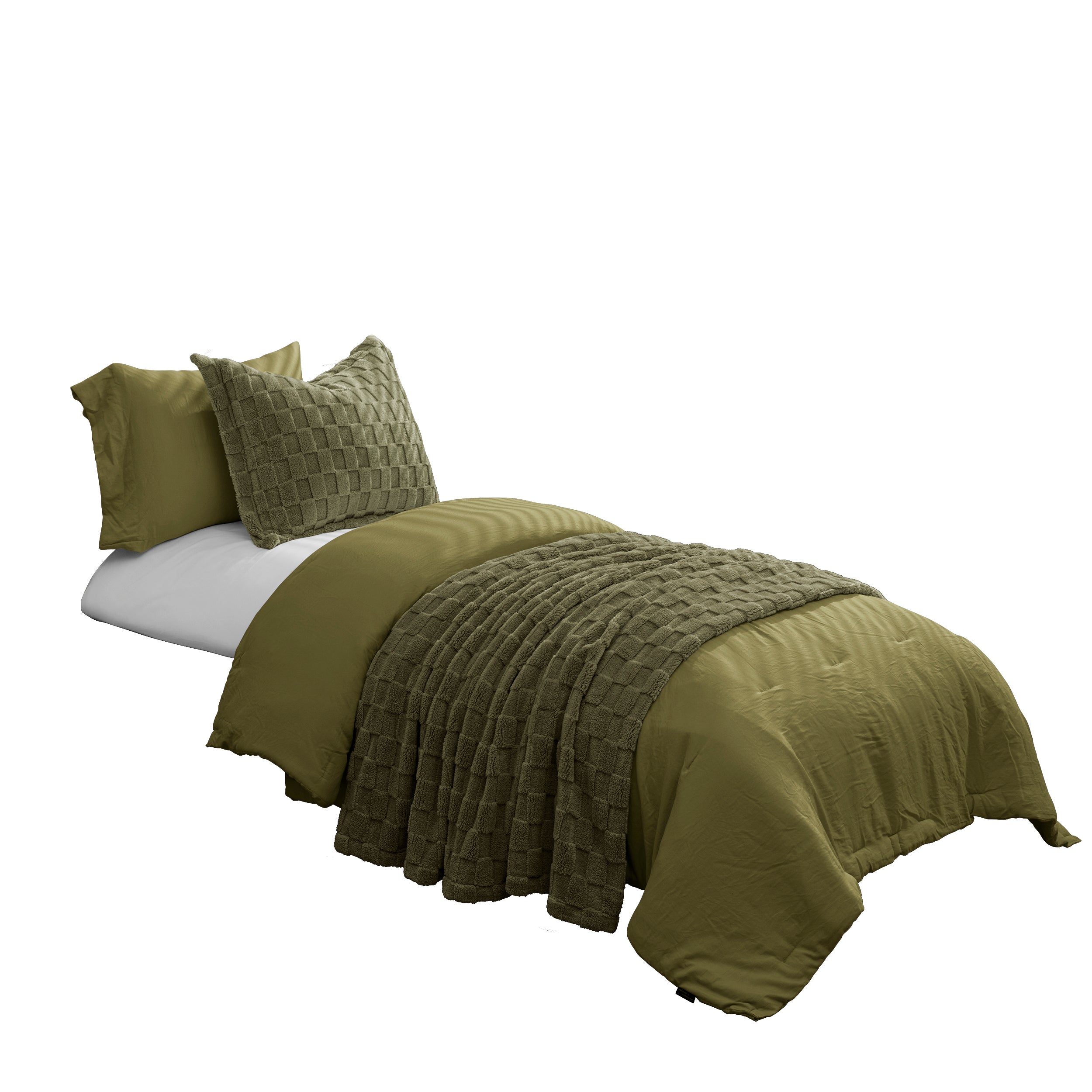 HIG 2-in-1 Comforter Set with Detachable Fluffy Blanket & Duvet Insert - Prewashed 6PC Dark Gray Bedding Set for All Season, Includes 2 Pillow Shams & 2 Pillowcases,
