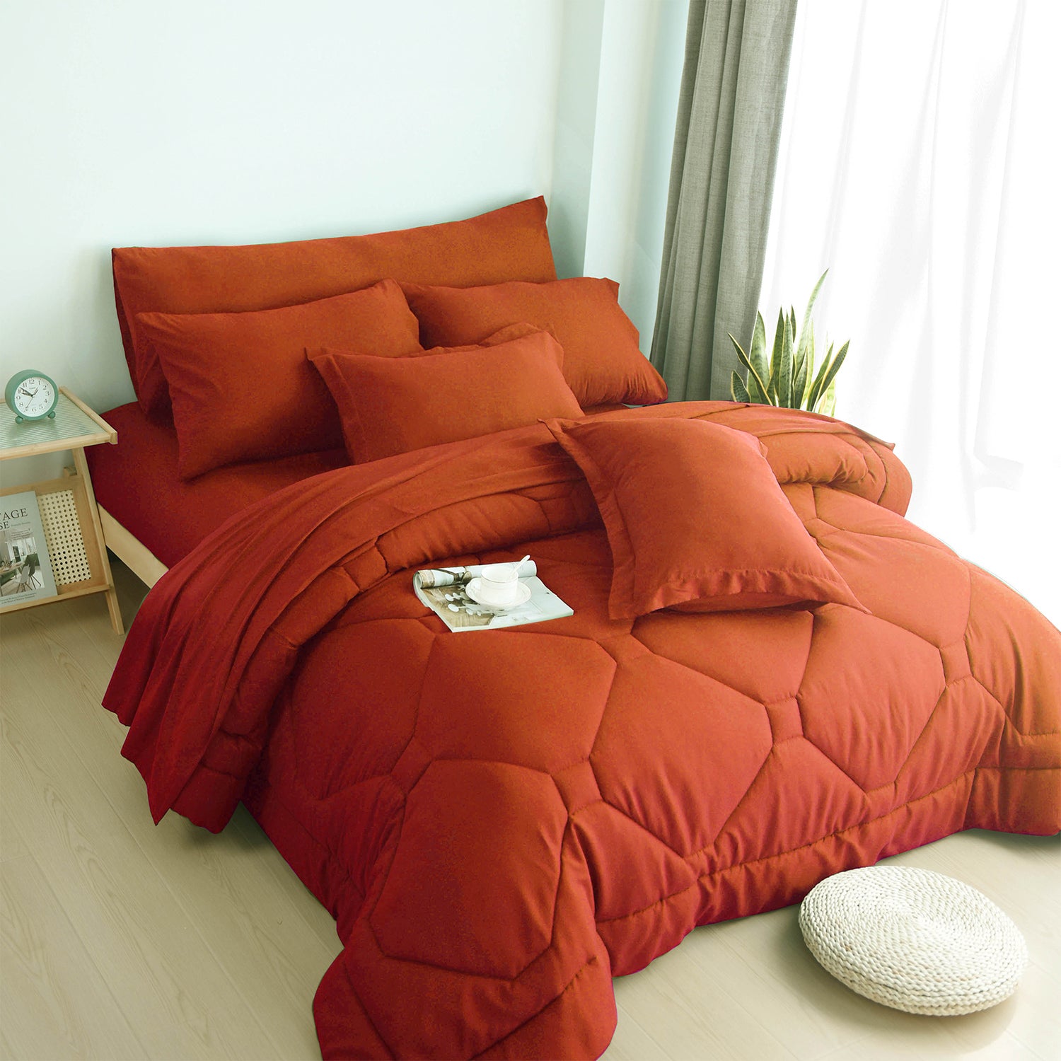 HIG 8 PCS Modern Comforter Set with Sheets All Season Bed in a Bag