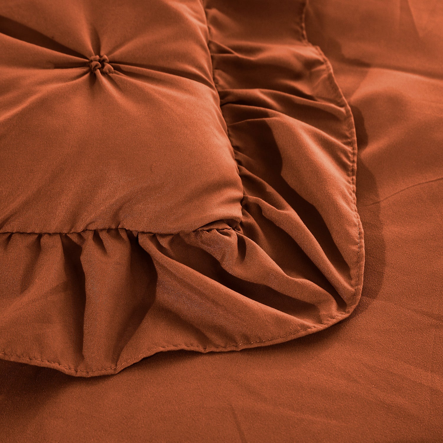 HIG Terracotta 5 Piece Bed in a Bag – Ruffled Comforter Set with French Country, King for Adults