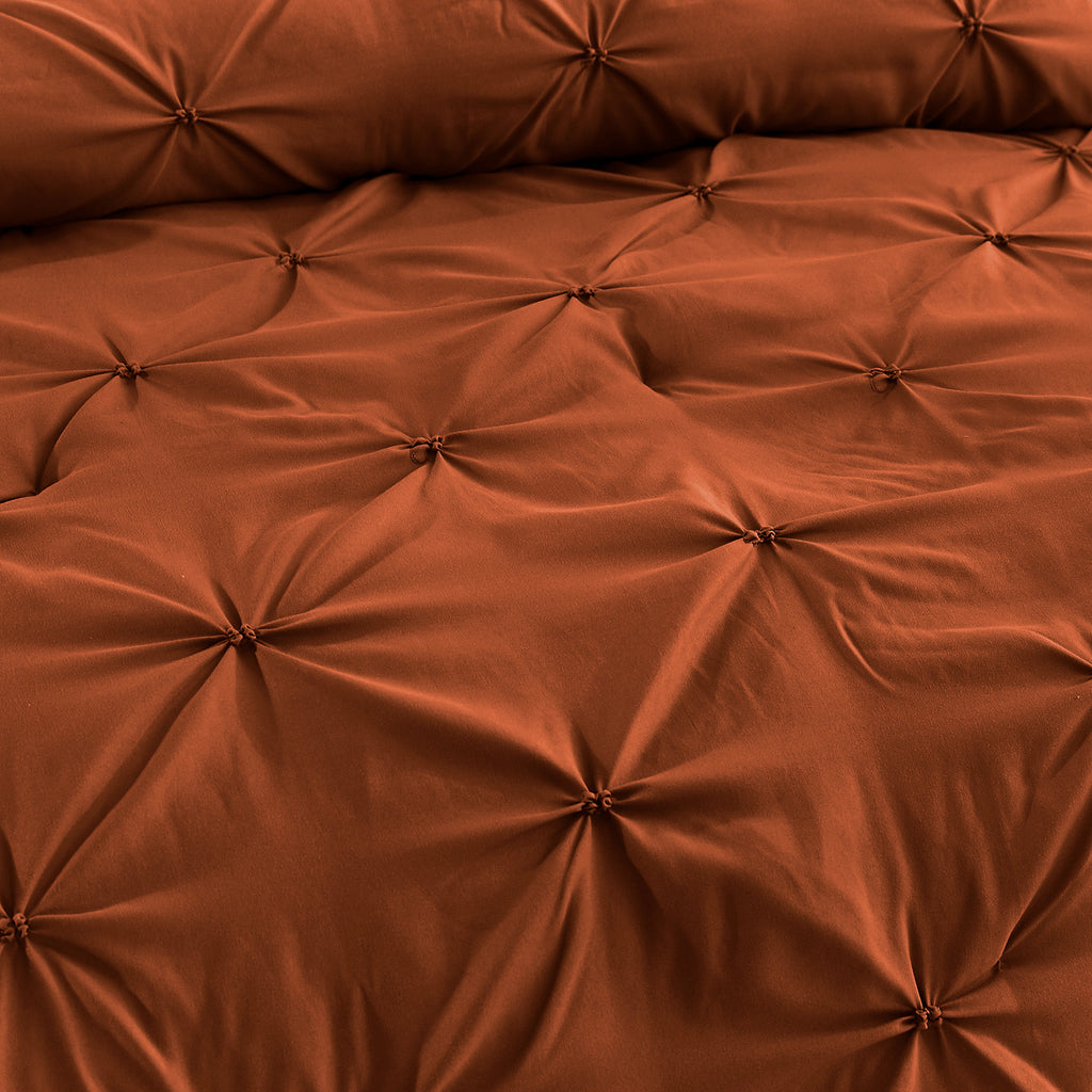 HIG Terracotta 5 Piece Bed in a Bag – Ruffled Comforter Set with French Country, King for Adults