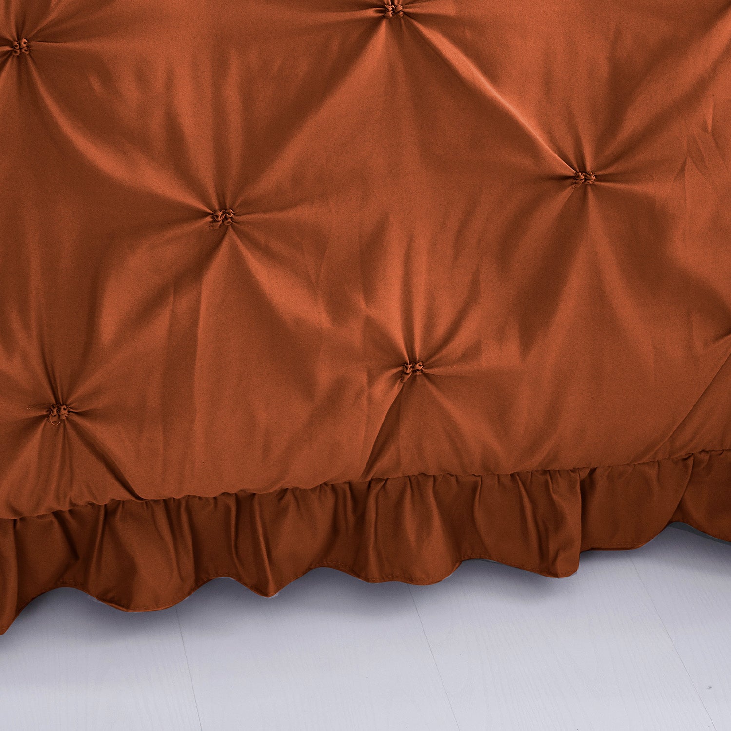 HIG Terracotta 5 Piece Bed in a Bag – Ruffled Comforter Set with French Country, King for Adults